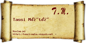 Tassi Máté névjegykártya